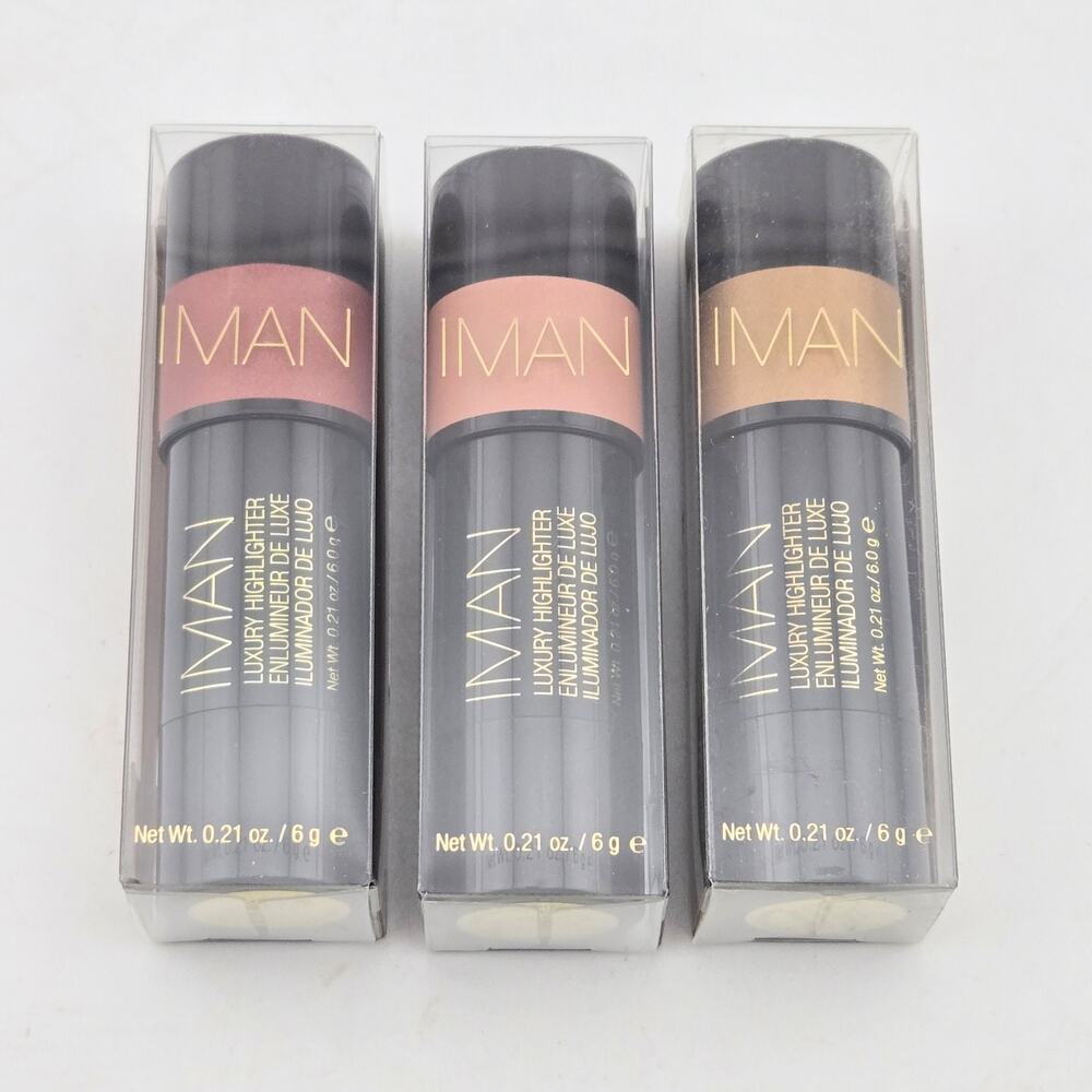 IMAN Luxury Highlighter Stick Gold Digger Glamour Girl Hot Shot Lot 0.21 oz